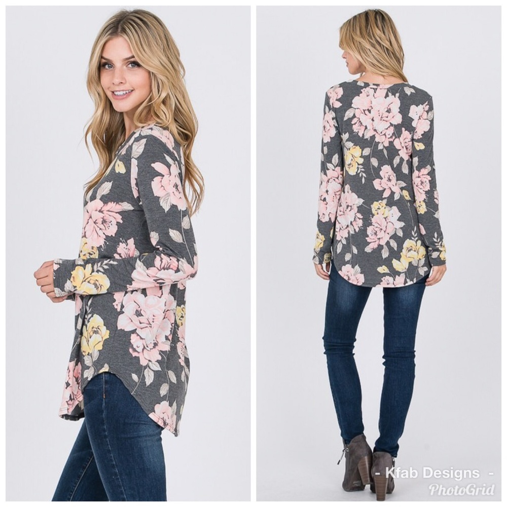 🛍LAST 1! Charcoal Floral Super Soft Tunic - Picture 8 of 8